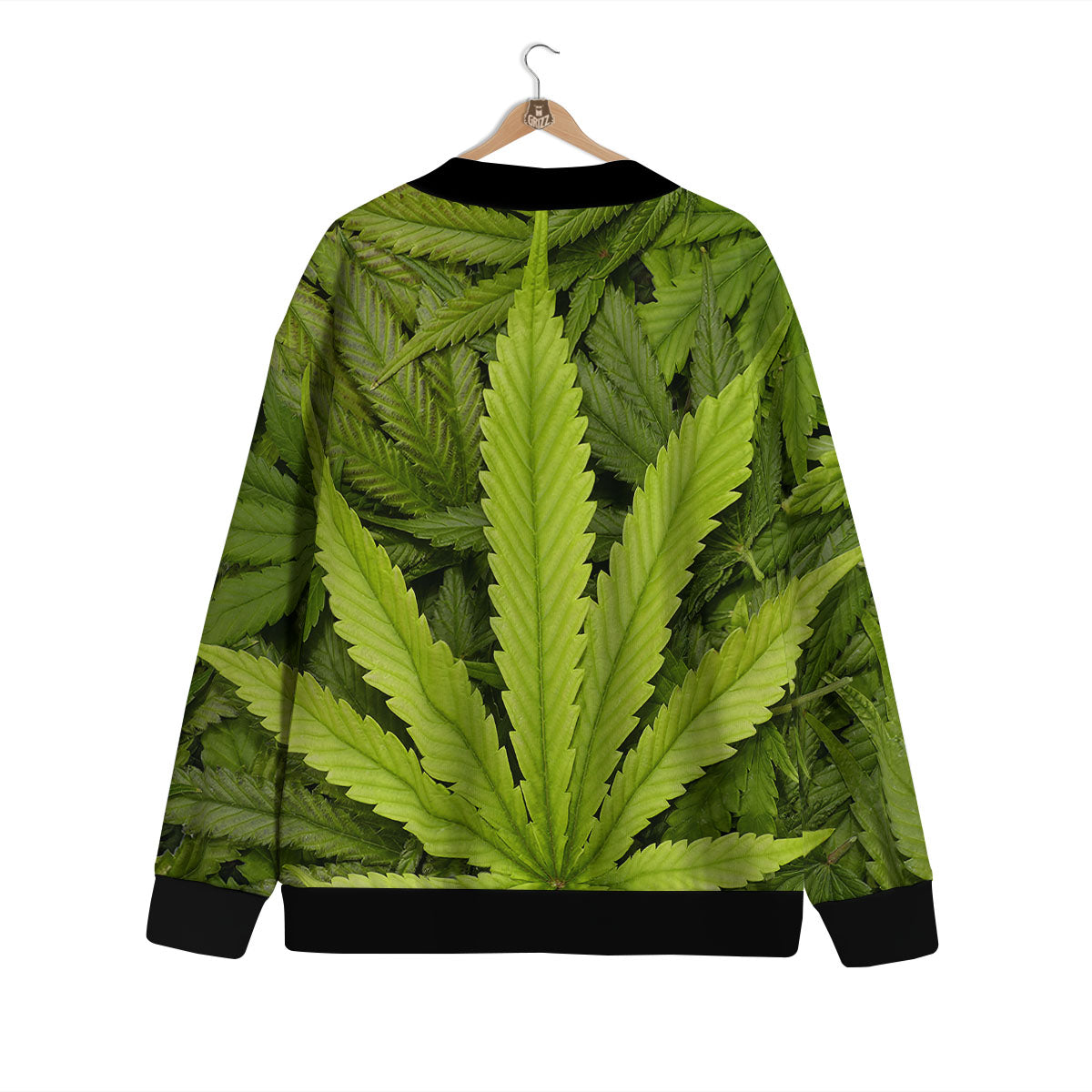 Pot Leaf Green Print Cardigan-grizzshop