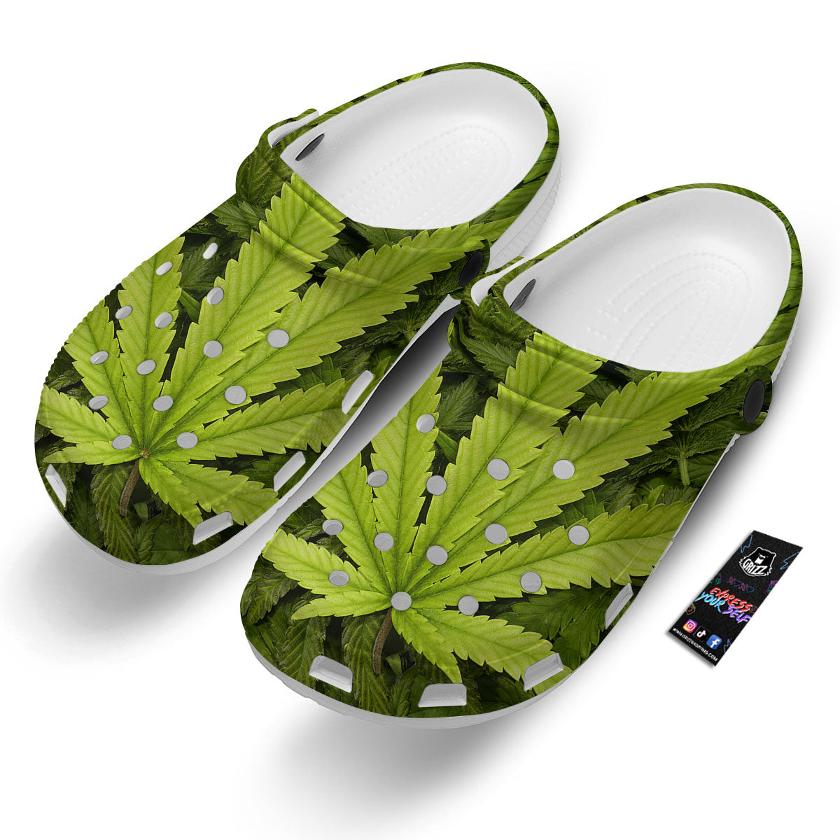 Pot Leaf Green Print Clog-grizzshop