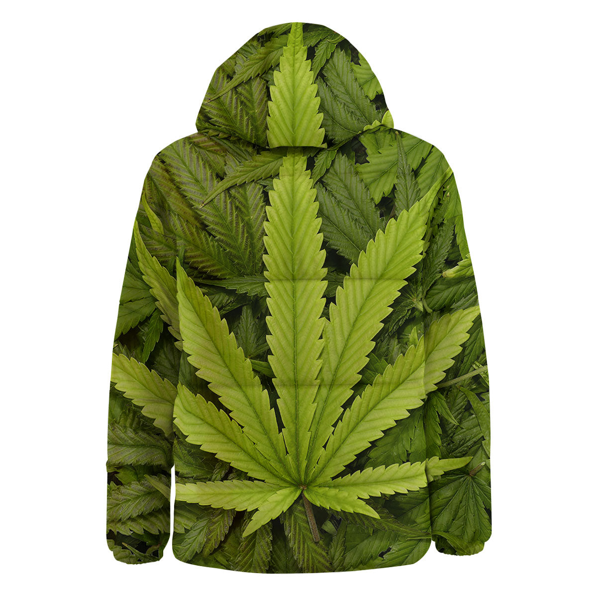 Pot Leaf Green Print Down Jacket-grizzshop