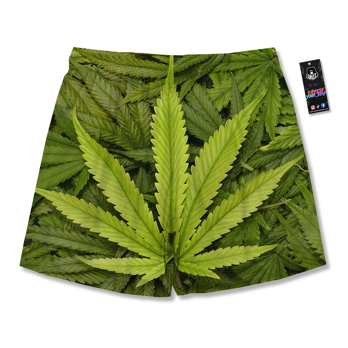 Pot Leaf Green Print Men's Running Shorts-grizzshop