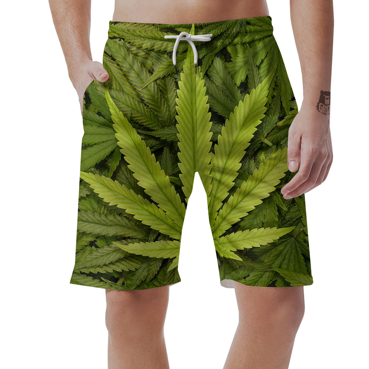 Pot Leaf Green Print Men's Shorts-grizzshop