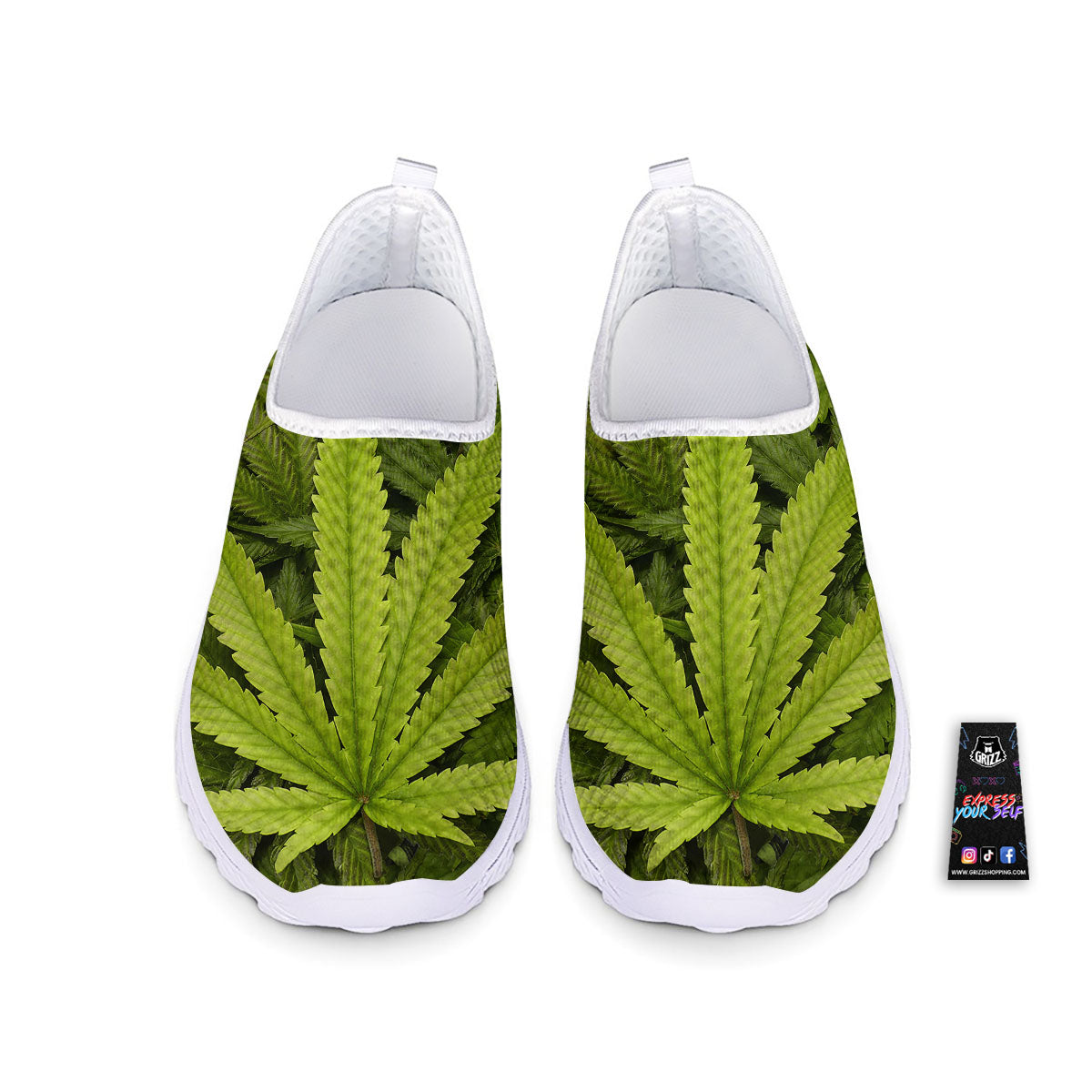 Pot Leaf Green Print Nurse Shoes-grizzshop