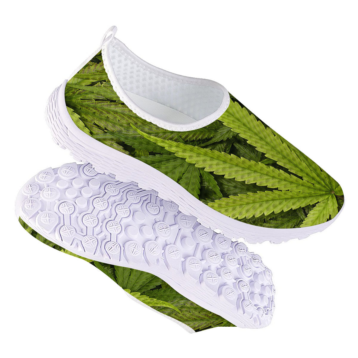 Pot Leaf Green Print Nurse Shoes-grizzshop