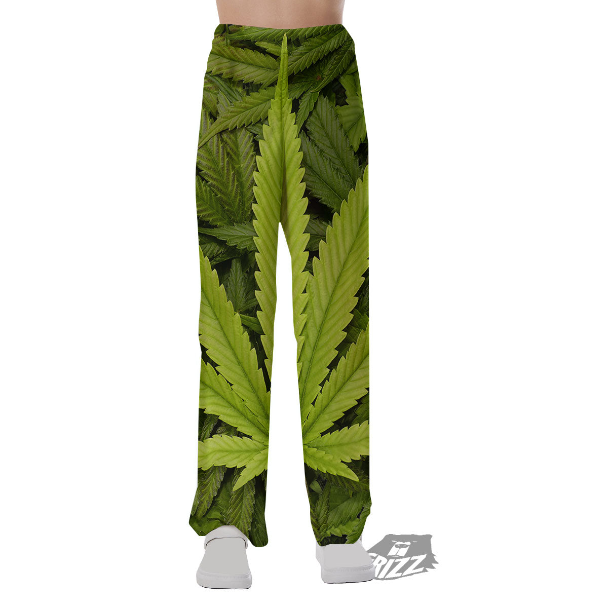 Pot Leaf Green Print Pajama Pants-grizzshop