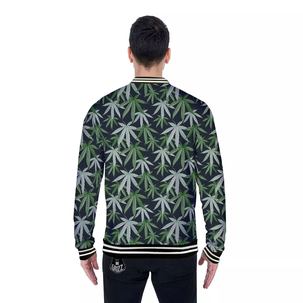 Pot Leaf Green Print Pattern Baseball Jacket-grizzshop