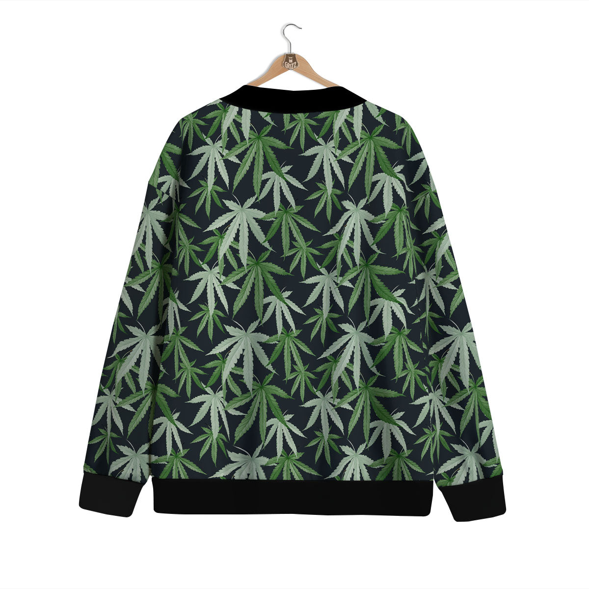 Pot Leaf Green Print Pattern Cardigan-grizzshop