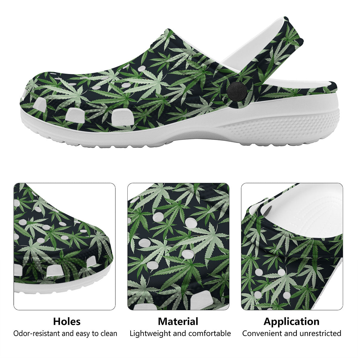 Pot Leaf Green Print Pattern Clog-grizzshop