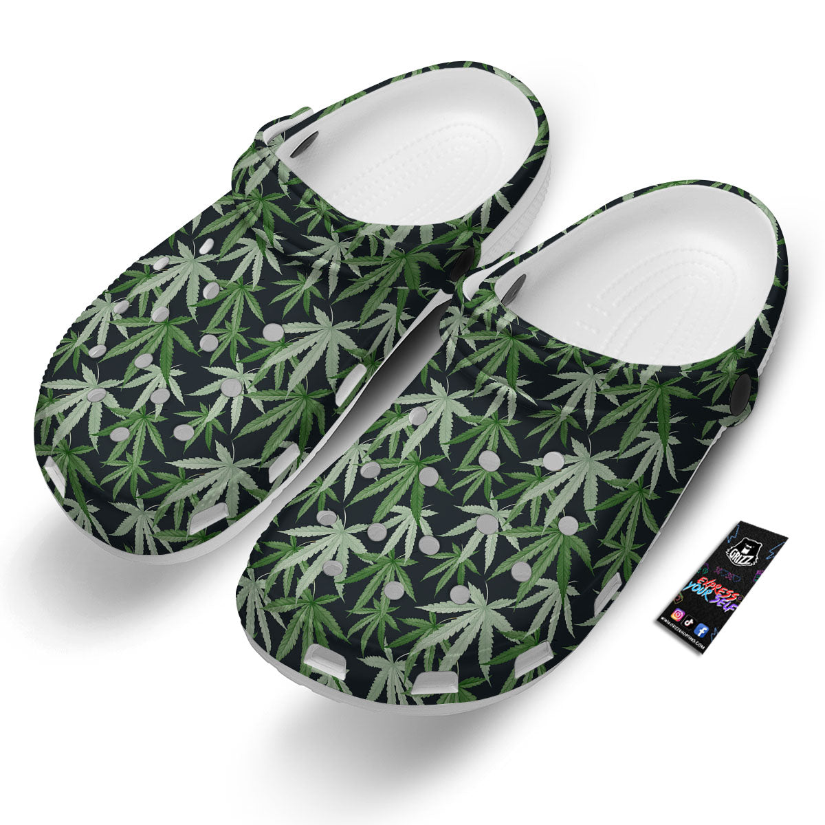 Pot Leaf Green Print Pattern Clog-grizzshop