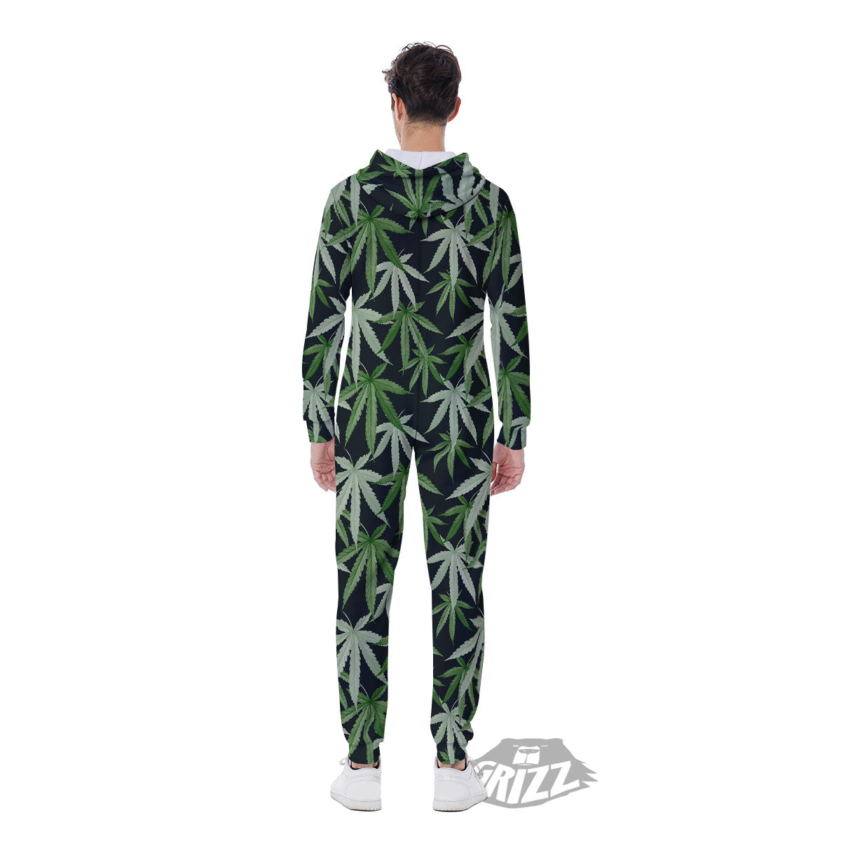 Pot Leaf Green Print Pattern Men's Jumpsuit-grizzshop