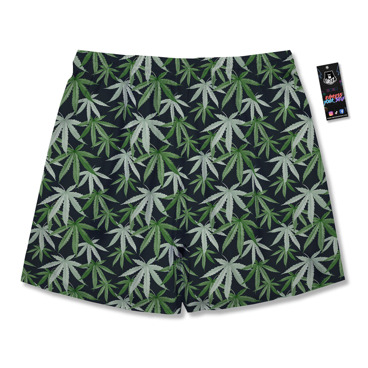 Pot Leaf Green Print Pattern Men's Running Shorts-grizzshop