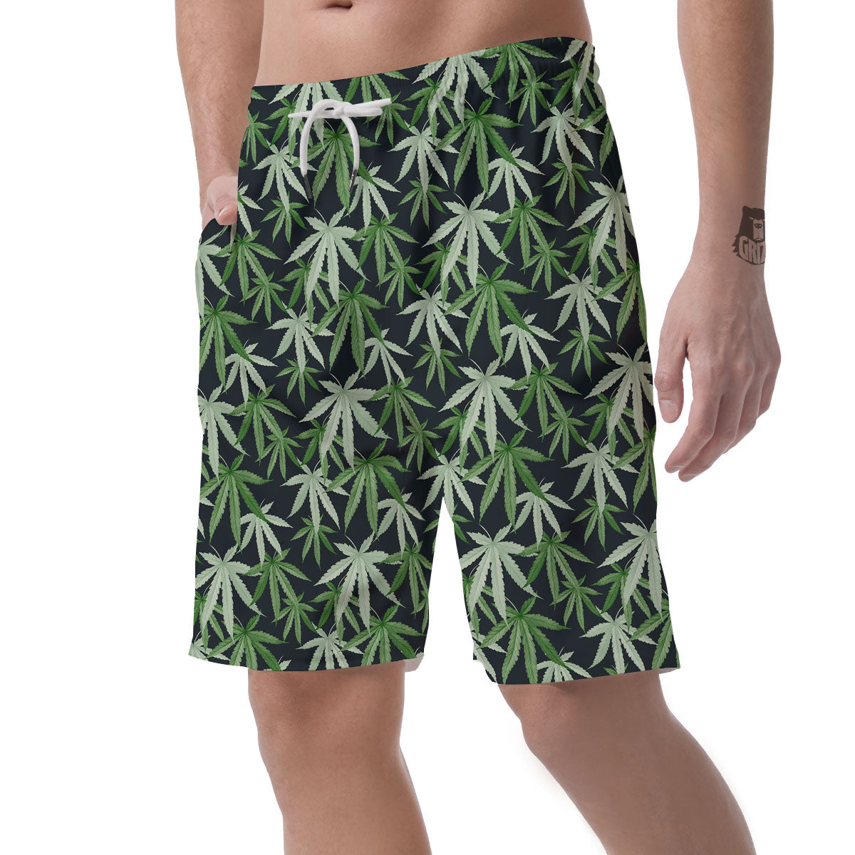 Pot Leaf Green Print Pattern Men's Shorts-grizzshop