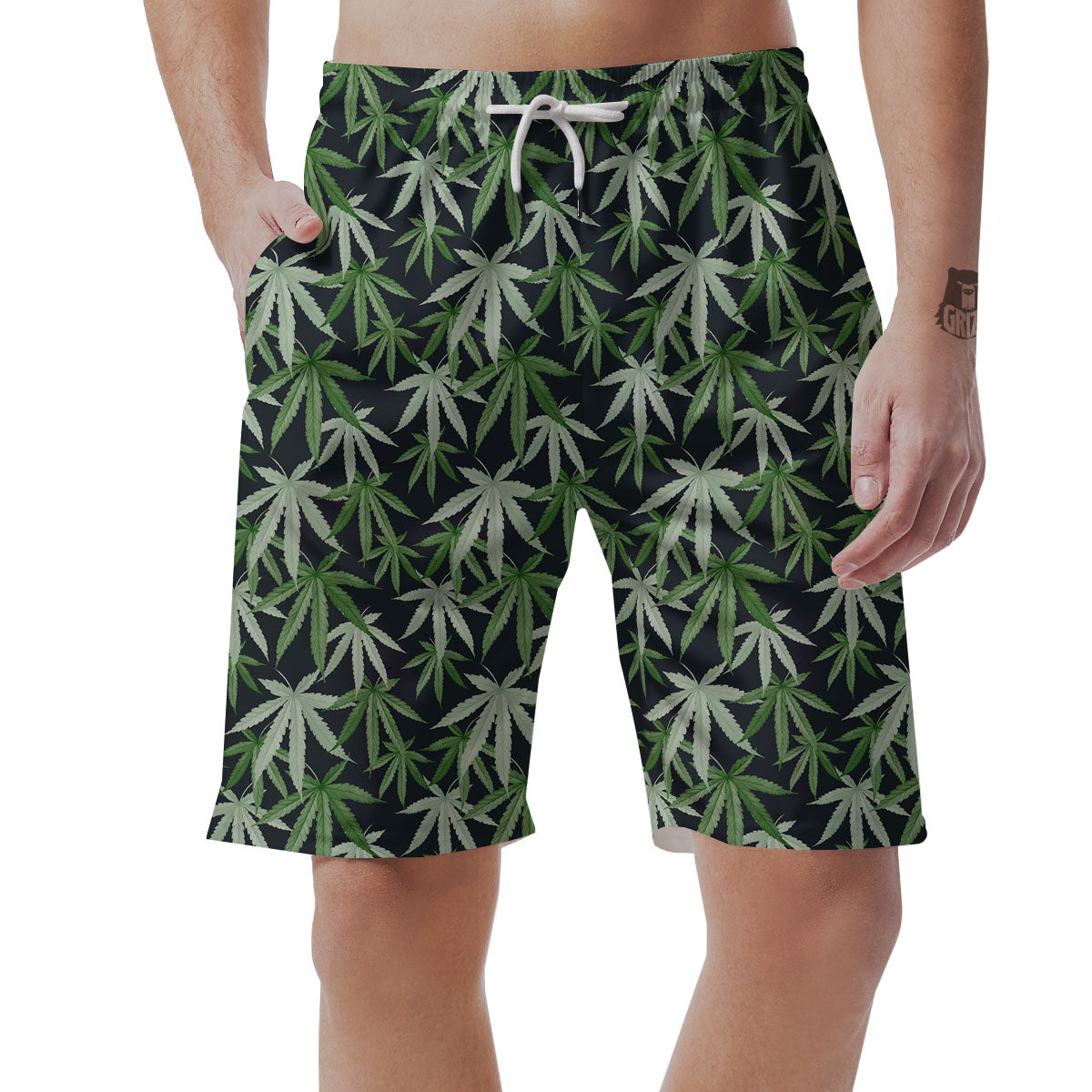 Pot Leaf Green Print Pattern Men's Shorts-grizzshop