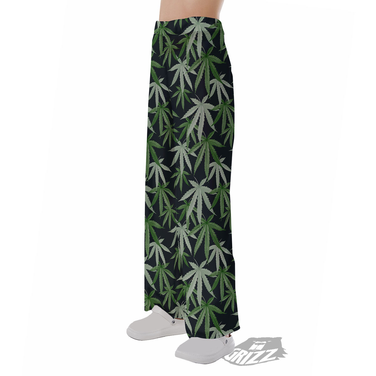 Pot Leaf Green Print Pattern Pajama Pants-grizzshop