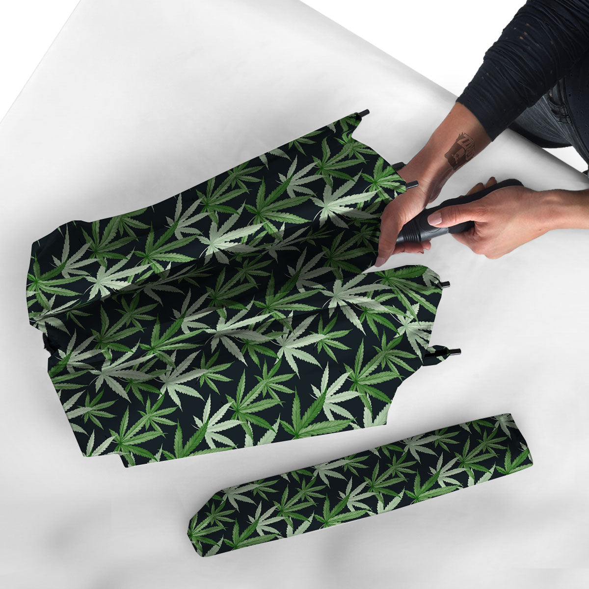 Pot Leaf Green Print Pattern Umbrella-grizzshop