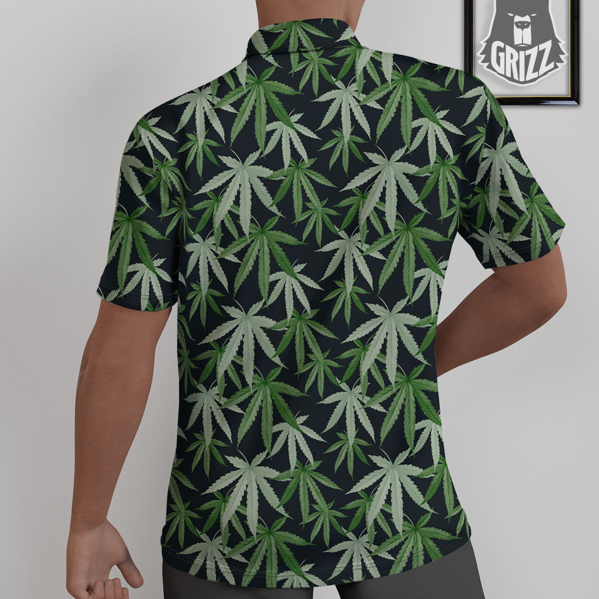 Pot Leaf Green Print Pattern Untucked Shirts-grizzshop