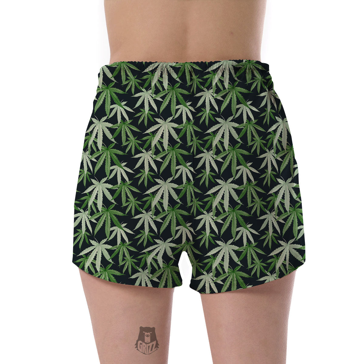 Pot Leaf Green Print Pattern Women's Shorts-grizzshop