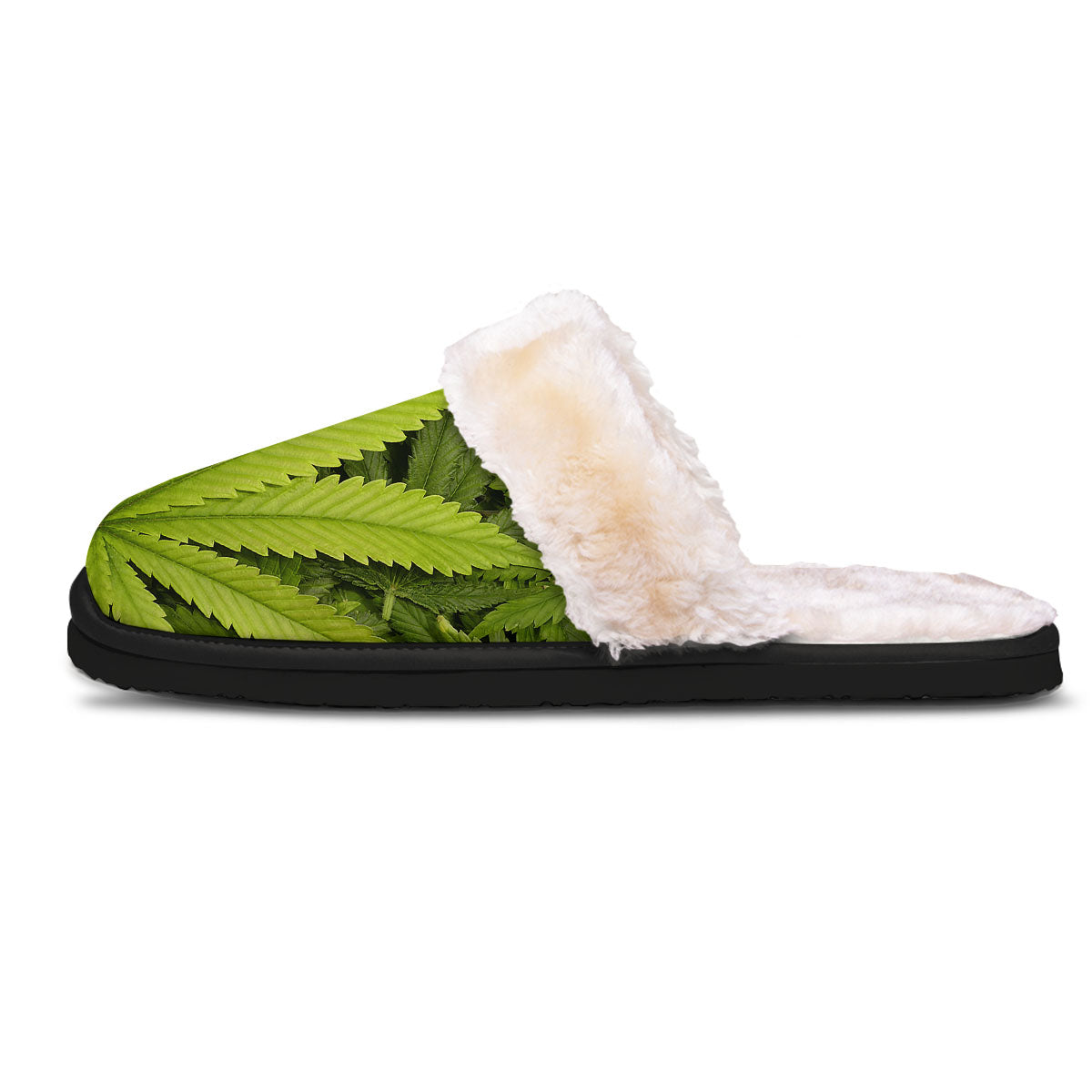 Pot Leaf Green Print Slippers-grizzshop