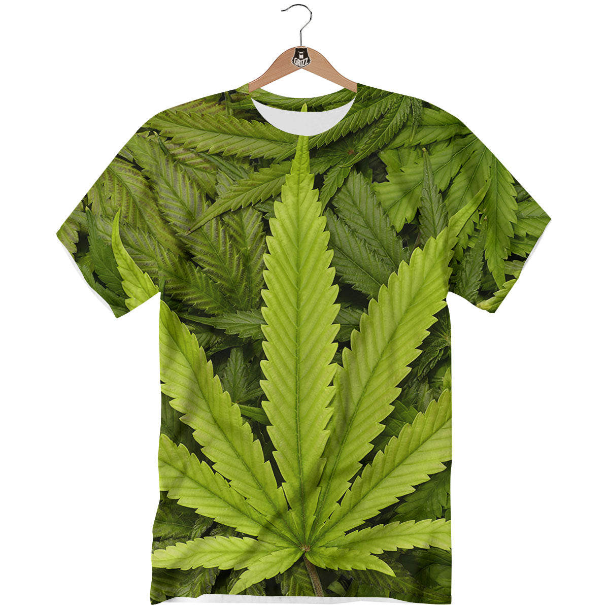 Pot Leaf Green Print T-Shirt-grizzshop