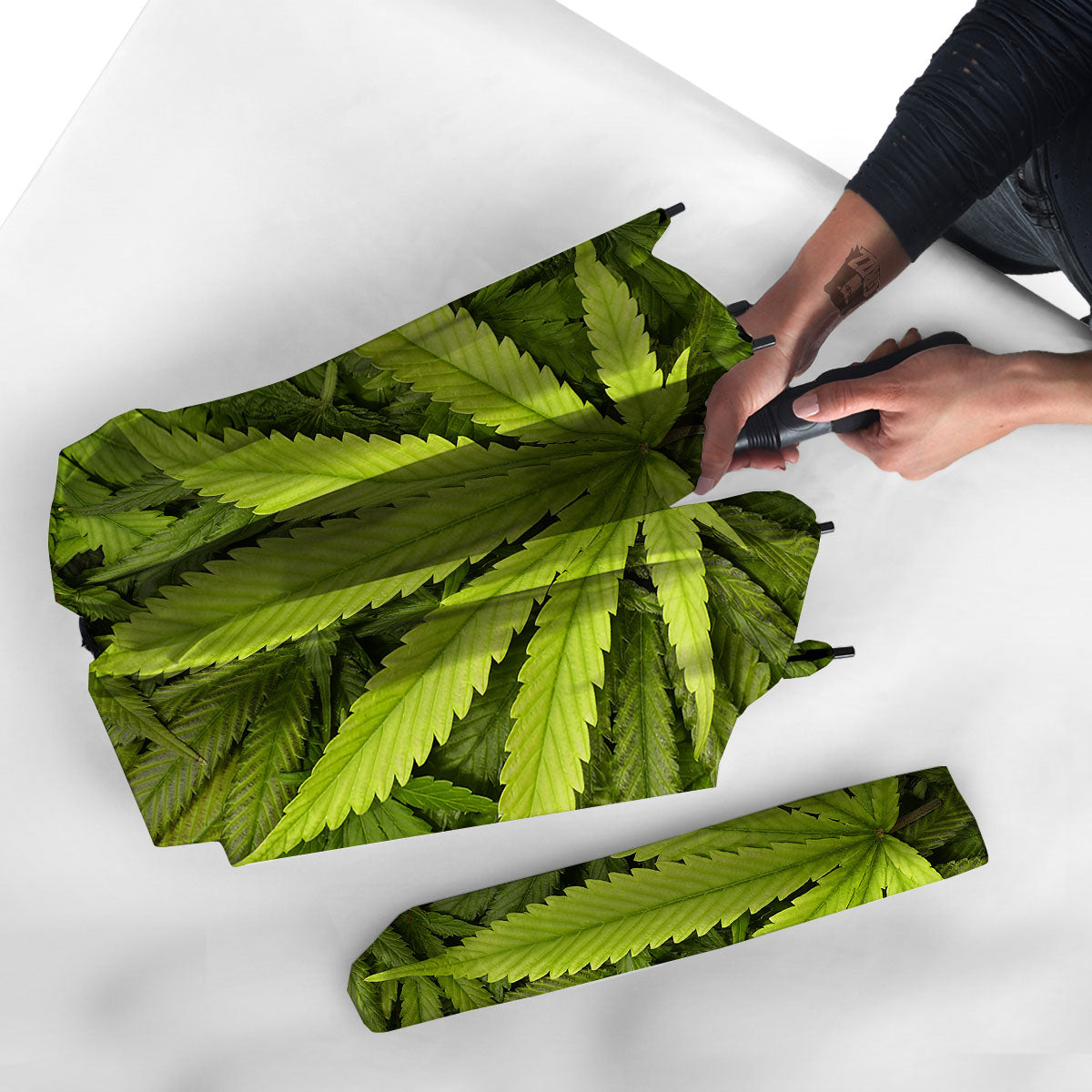 Pot Leaf Green Print Umbrella-grizzshop