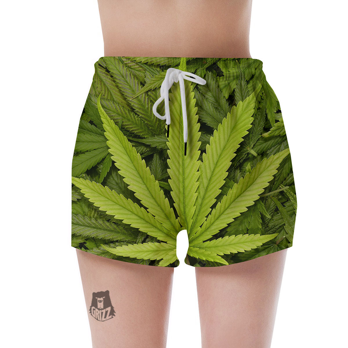 Pot Leaf Green Print Women's Shorts-grizzshop
