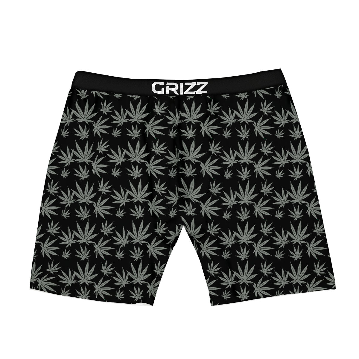 Pot Leaf Grey And Black Print Pattern Boxer Briefs-grizzshop