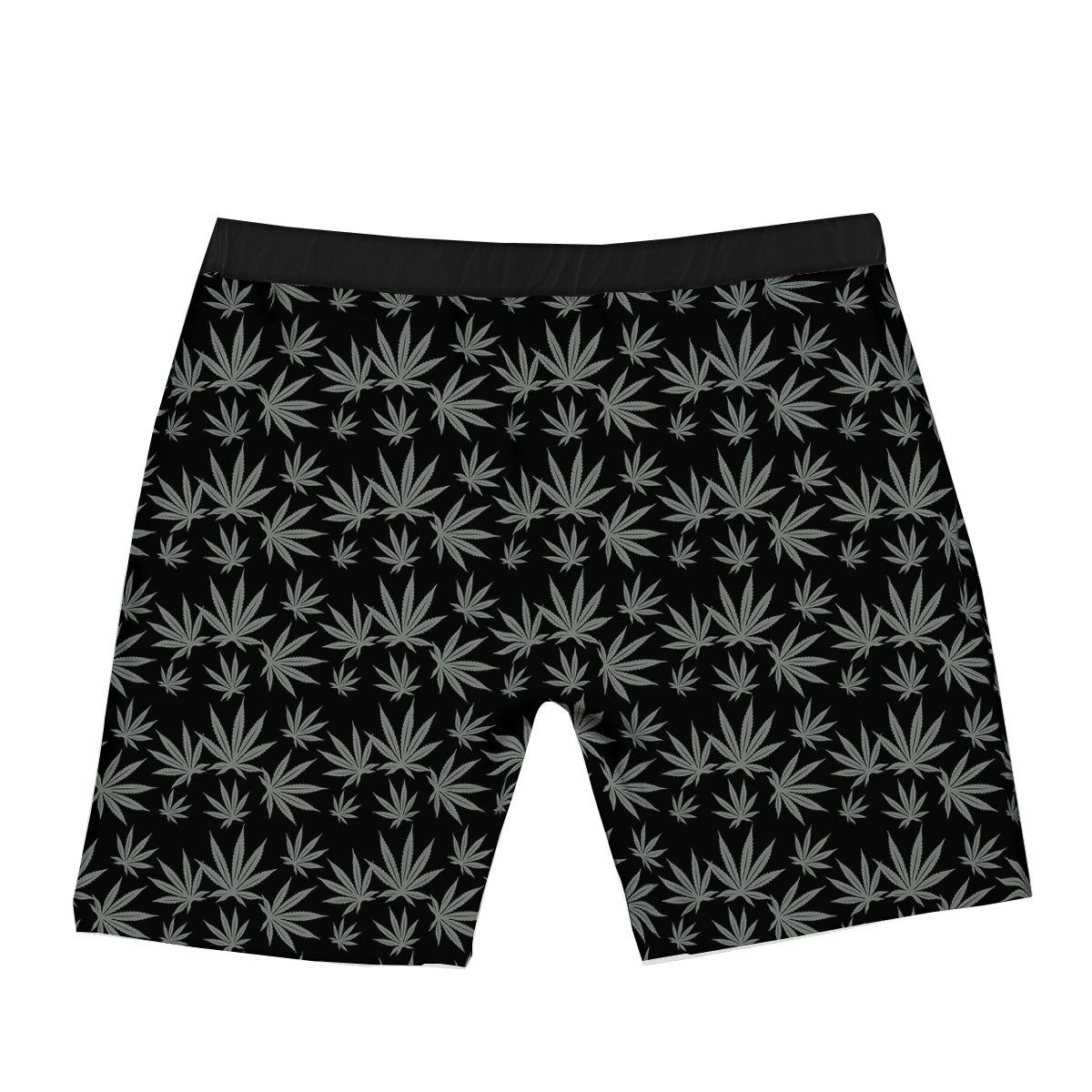 Pot Leaf Grey And Black Print Pattern Boxer Briefs-grizzshop