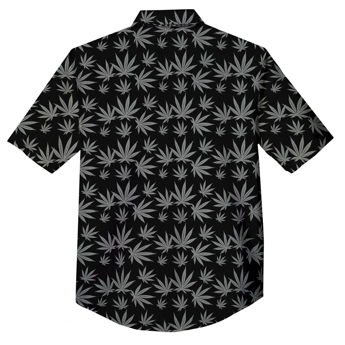 Pot Leaf Grey And Black Print Pattern Button Up Shirt-grizzshop