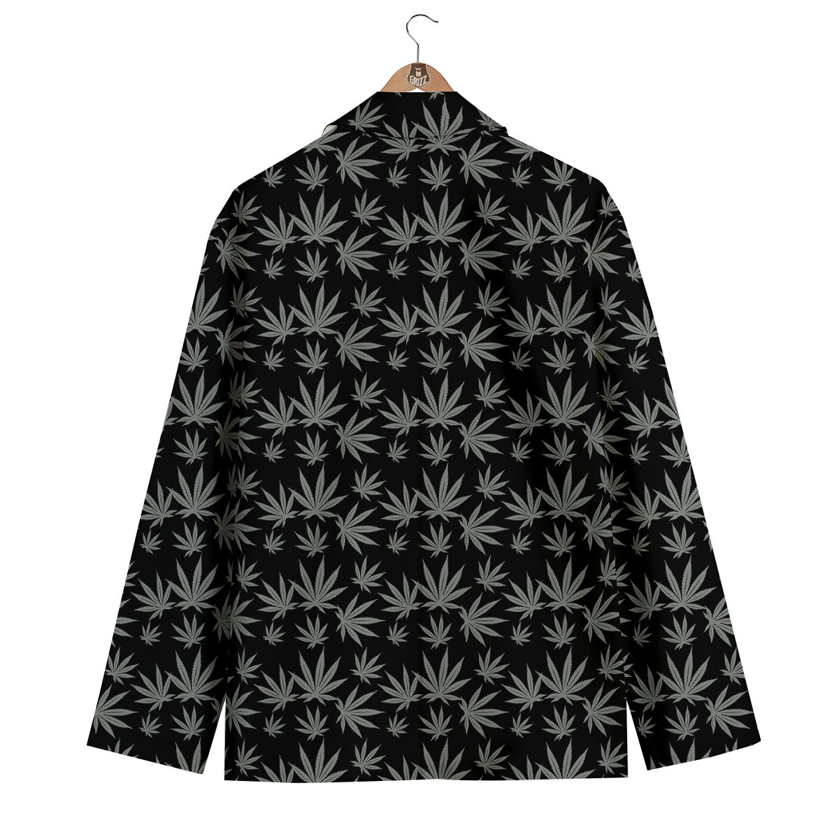 Pot Leaf Grey And Black Print Pattern Men's Blazer-grizzshop