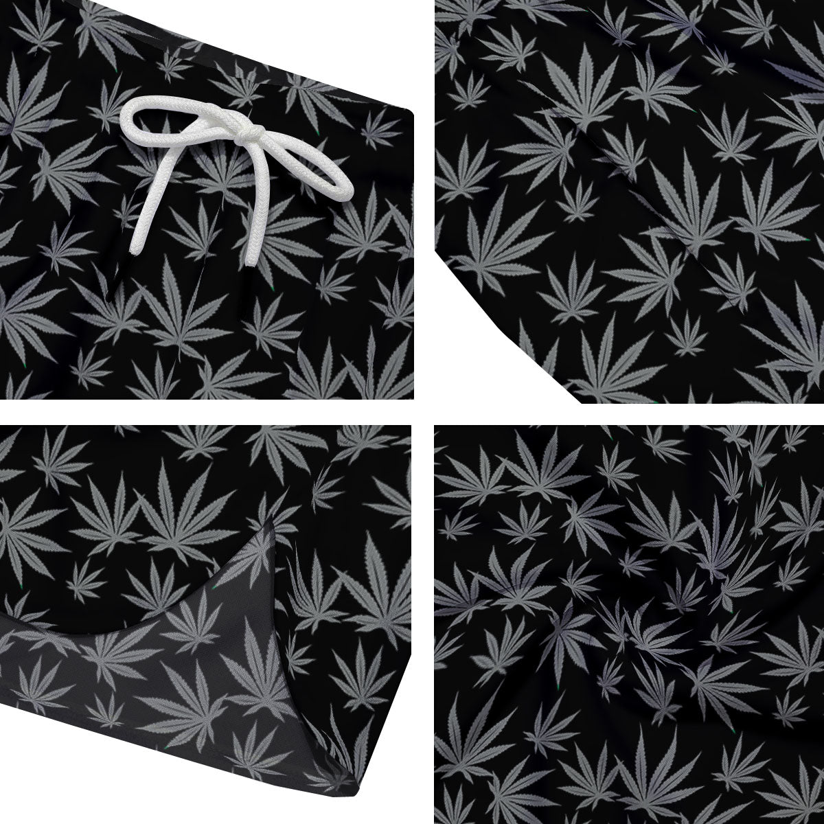 Pot Leaf Grey And Black Print Pattern Men's Running Shorts-grizzshop