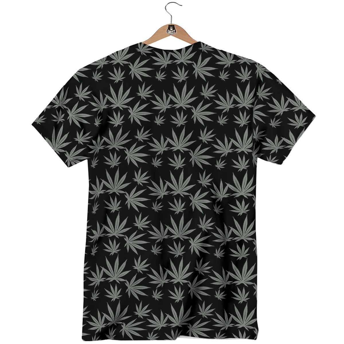 Pot Leaf Grey And Black Print Pattern T-Shirt-grizzshop