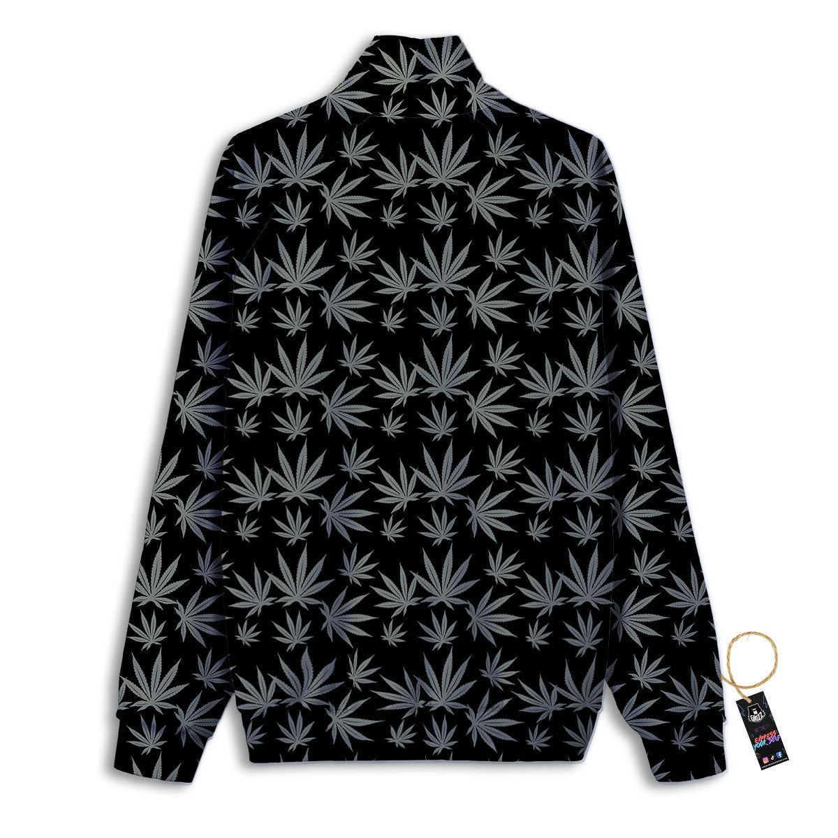 Pot Leaf Grey And Black Print Pattern Track Jacket-grizzshop