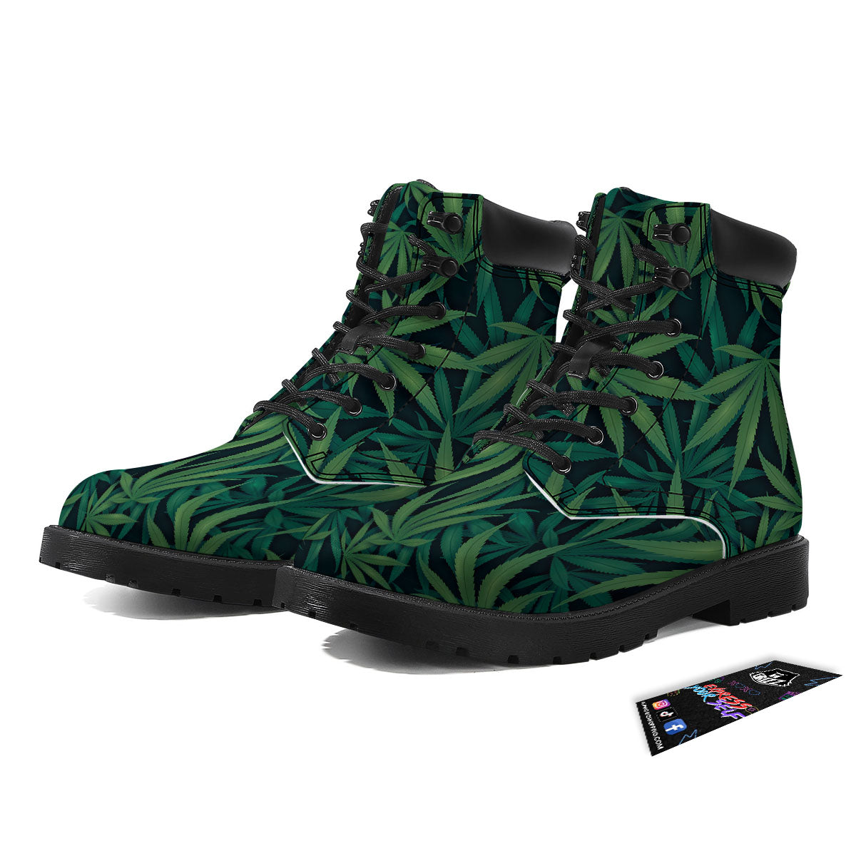 Pot Leaf Print Pattern Boots-grizzshop