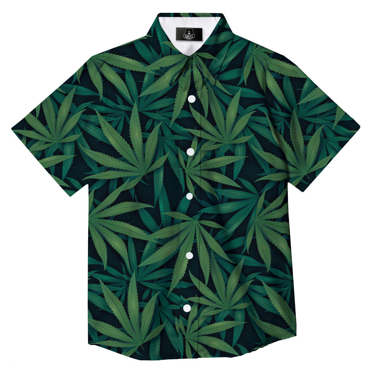 Pot Leaf Print Pattern Button Up Shirt-grizzshop