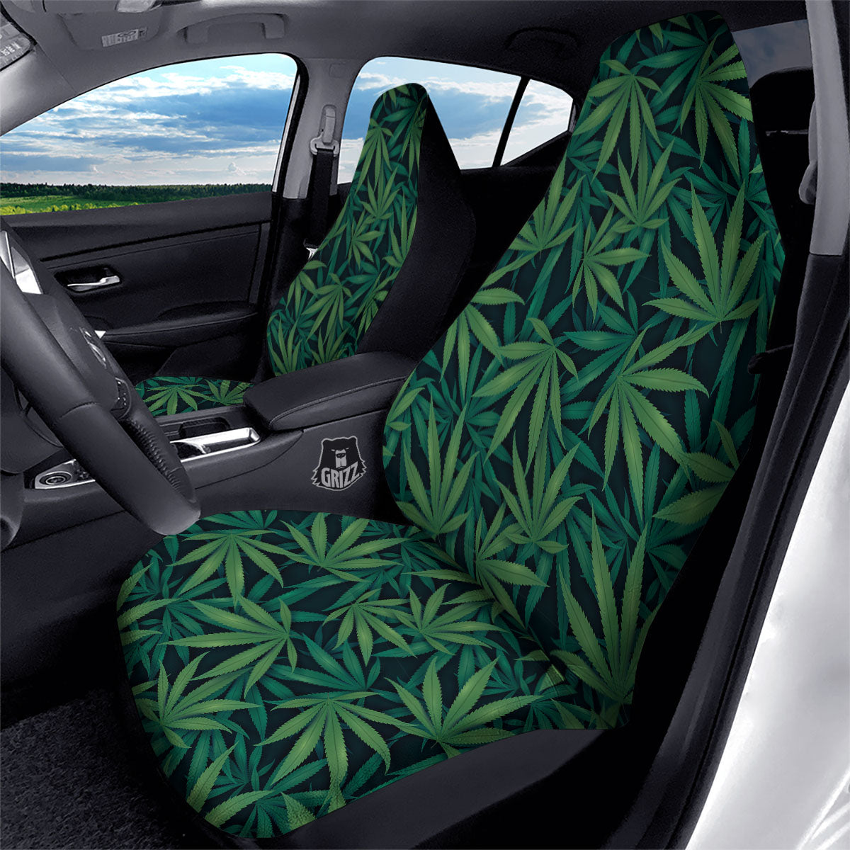 Pot Leaf Print Pattern Car Seat Covers-grizzshop