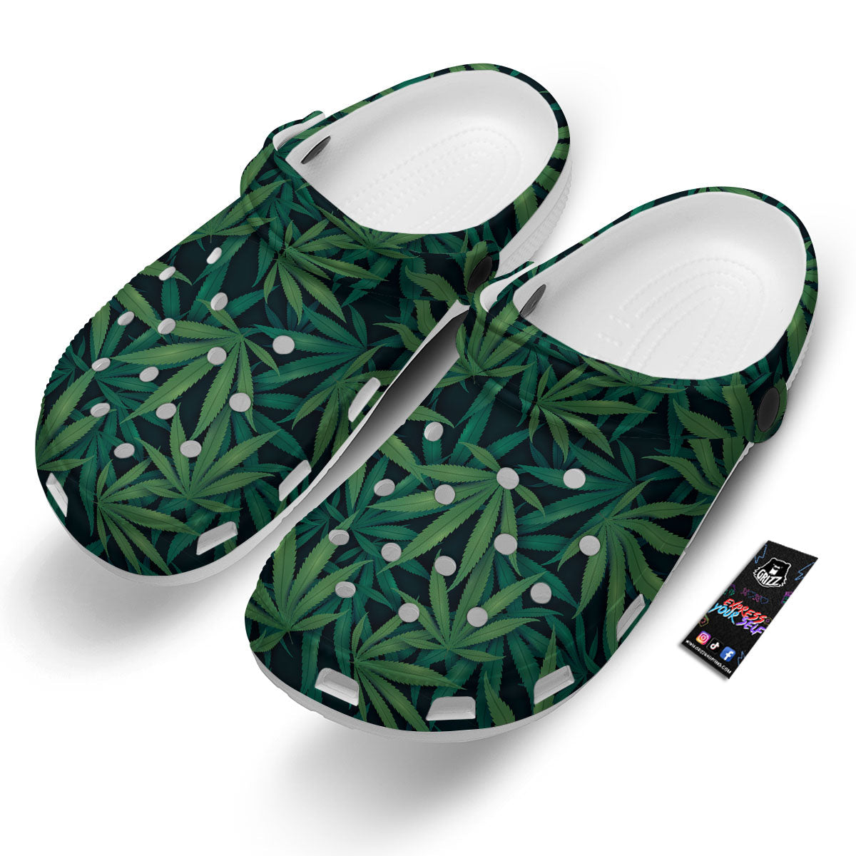 Pot Leaf Print Pattern Clog-grizzshop