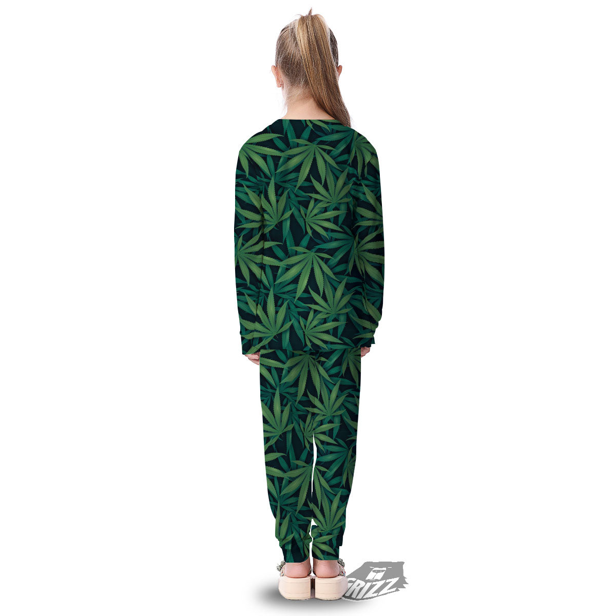 Pot Leaf Print Pattern Kid's Pajamas-grizzshop