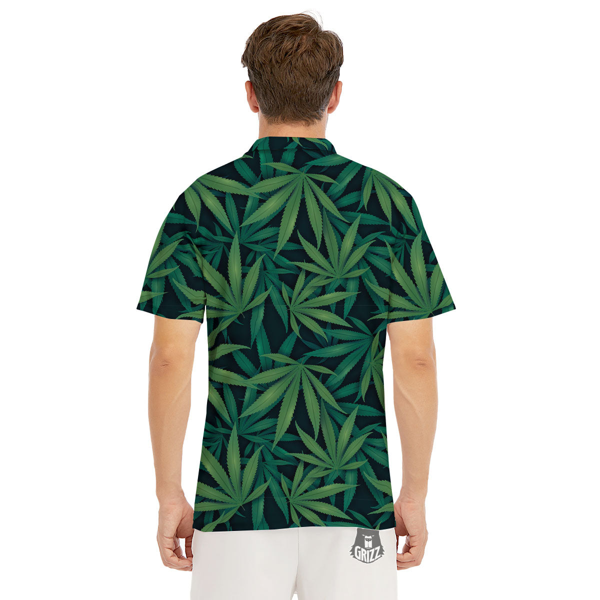 Pot Leaf Print Pattern Men's Golf Shirts-grizzshop