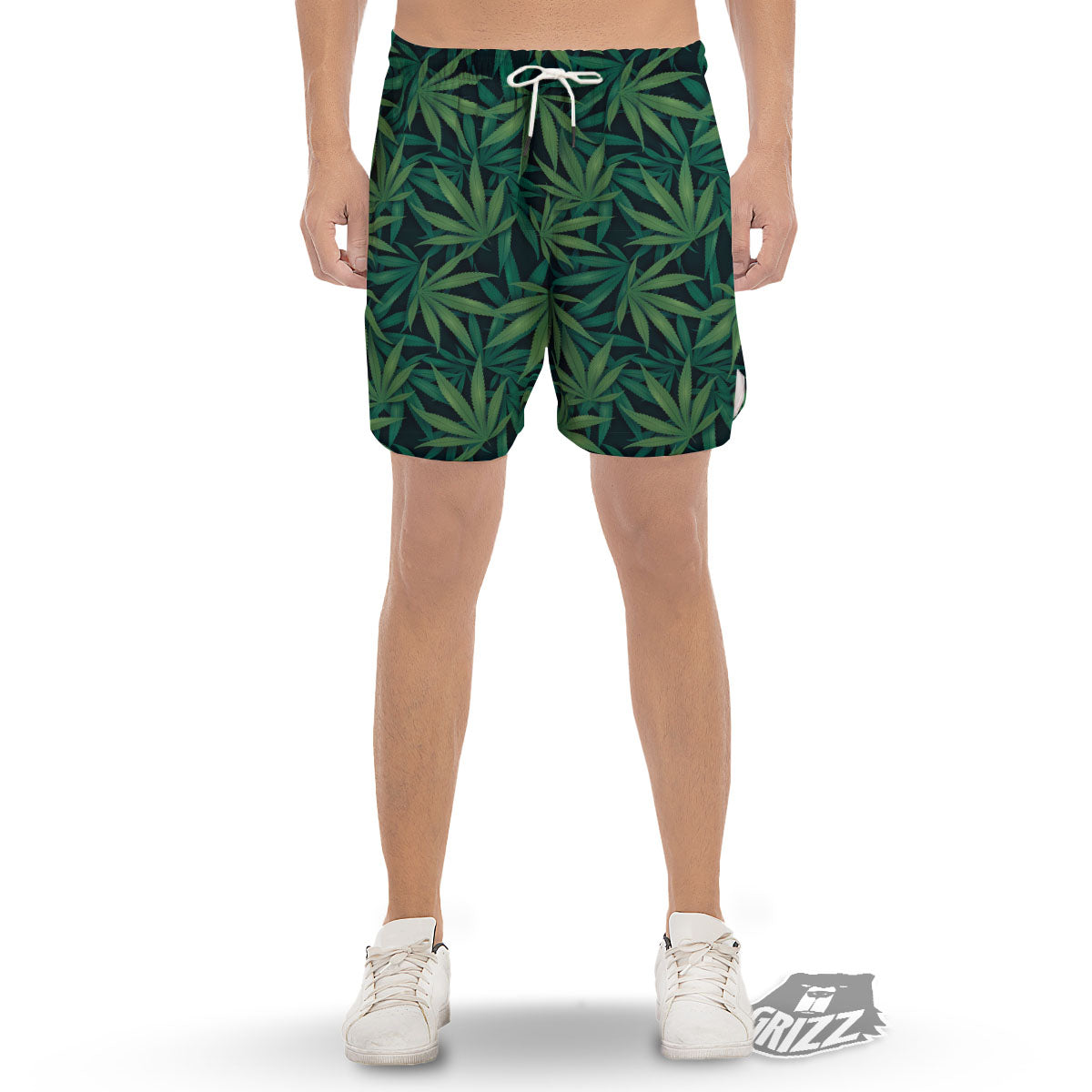 Pot Leaf Print Pattern Men's Gym Shorts-grizzshop