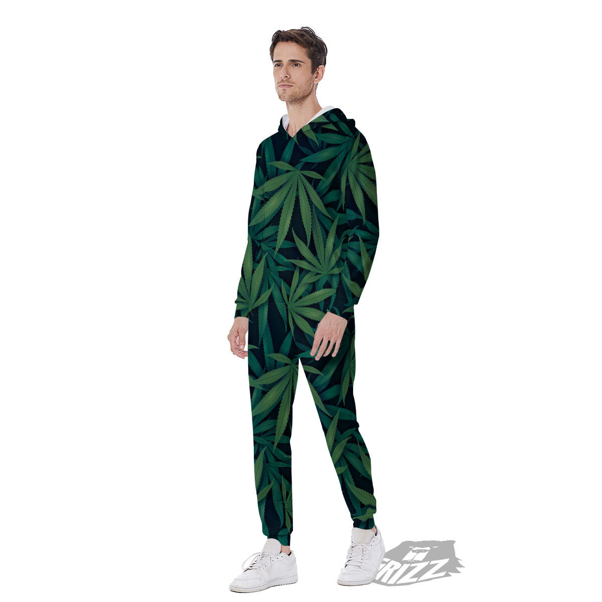 Pot Leaf Print Pattern Men's Jumpsuit-grizzshop