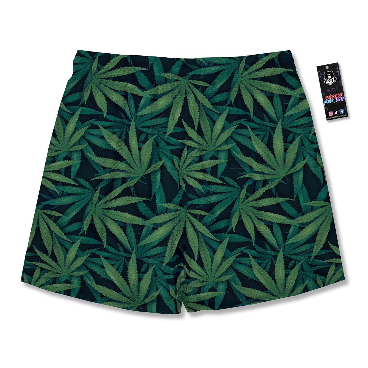 Pot Leaf Print Pattern Men's Running Shorts-grizzshop