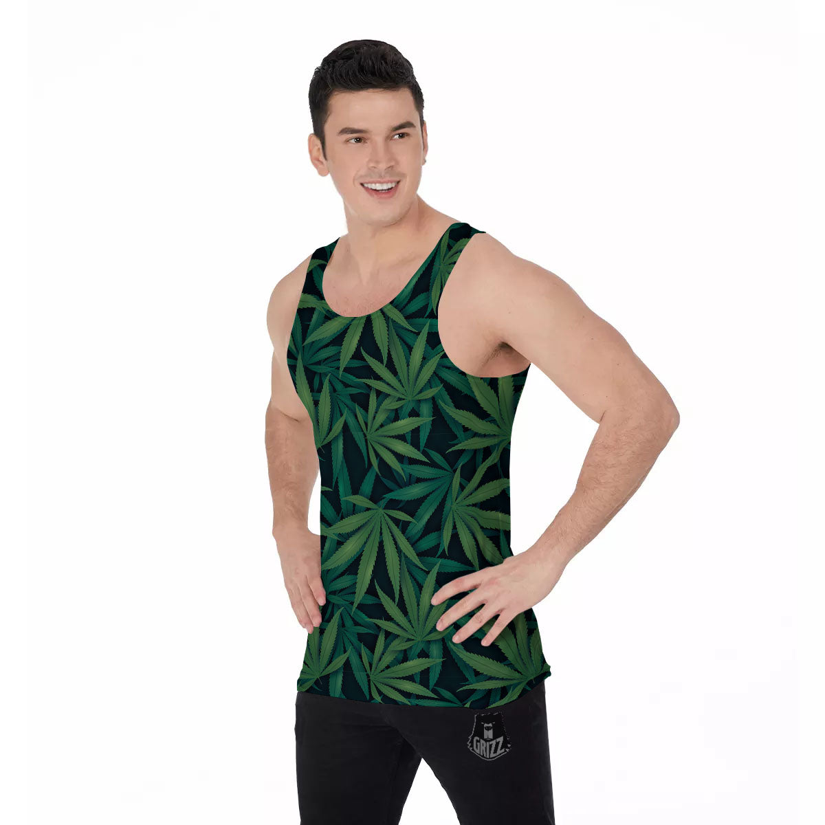 Pot Leaf Print Pattern Men's Tank Top-grizzshop