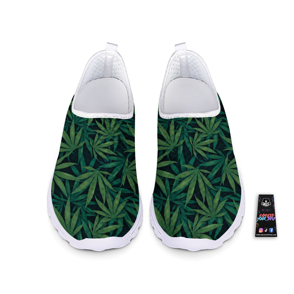 Pot Leaf Print Pattern Nurse Shoes-grizzshop