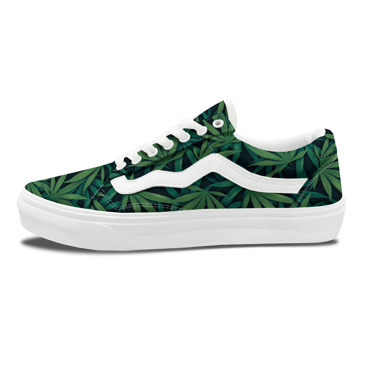 Pot Leaf Print Pattern Skate Shoes-grizzshop