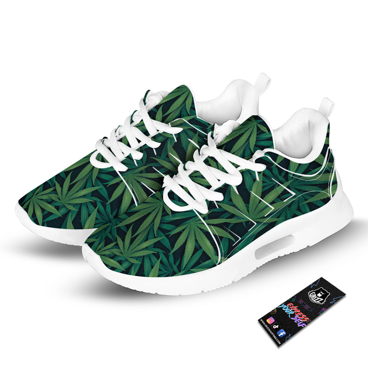 Pot Leaf Print Pattern Tennis Shoes-grizzshop