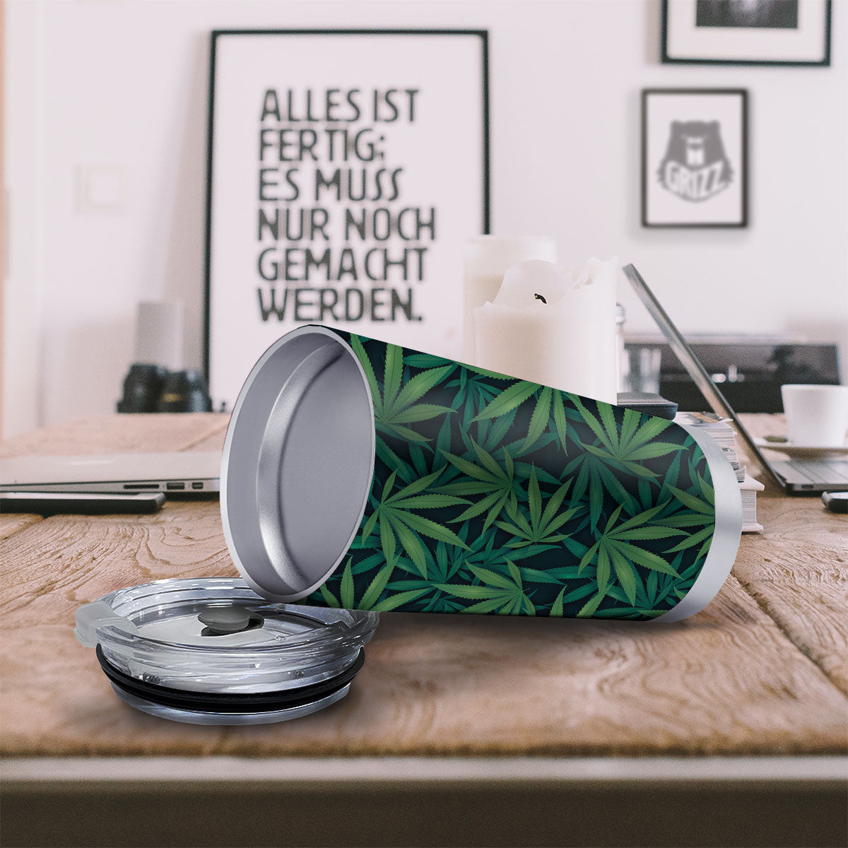 Pot Leaf Print Pattern Tumbler-grizzshop
