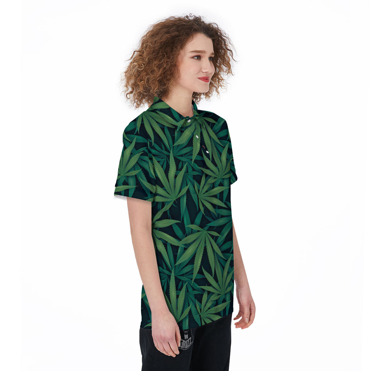 Pot Leaf Print Pattern Women's Golf Shirts-grizzshop