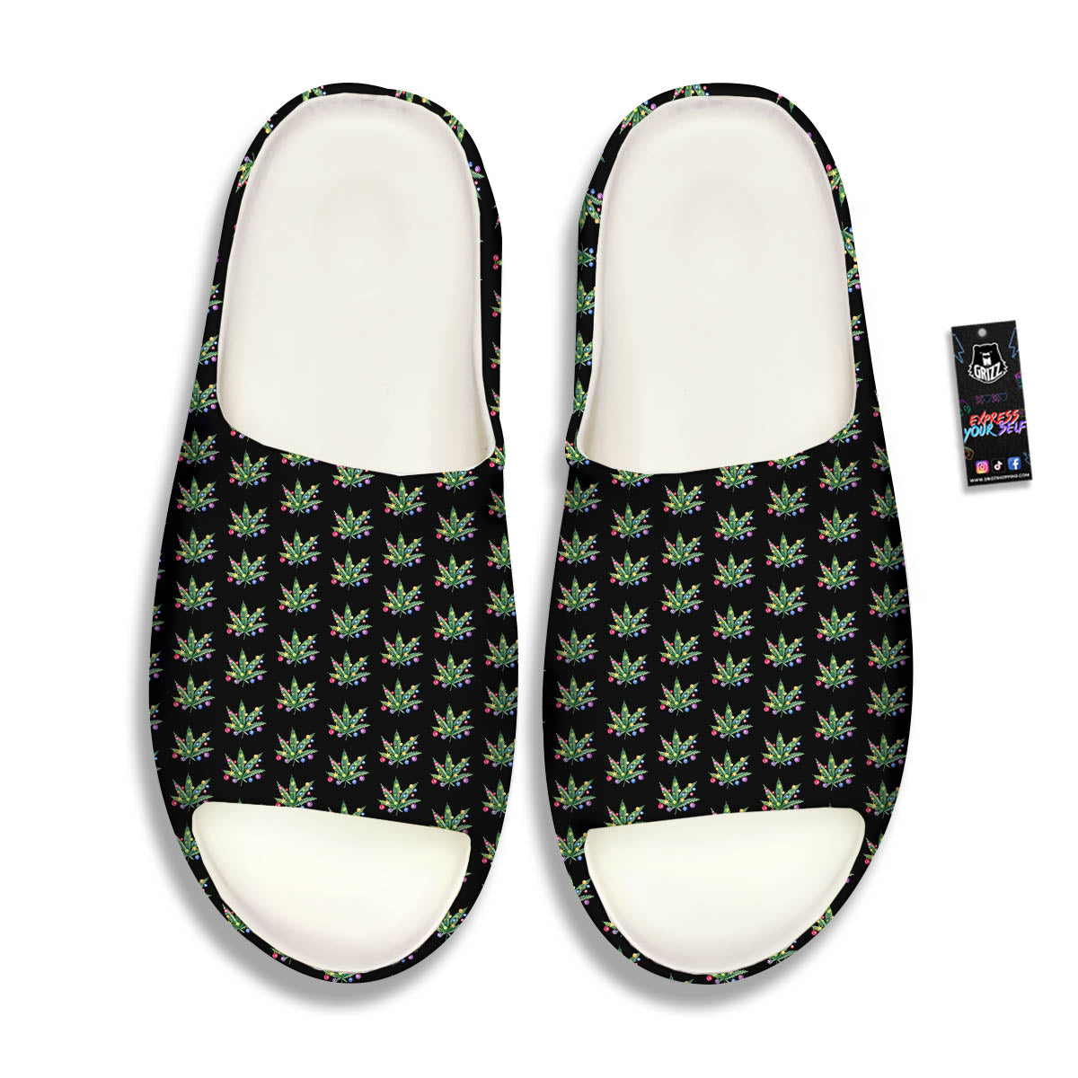 Pot Leaf Christmas Print Pattern Sandals-grizzshop
