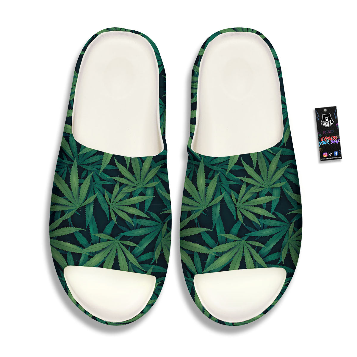 Pot Leaf Print Pattern Sandals-grizzshop
