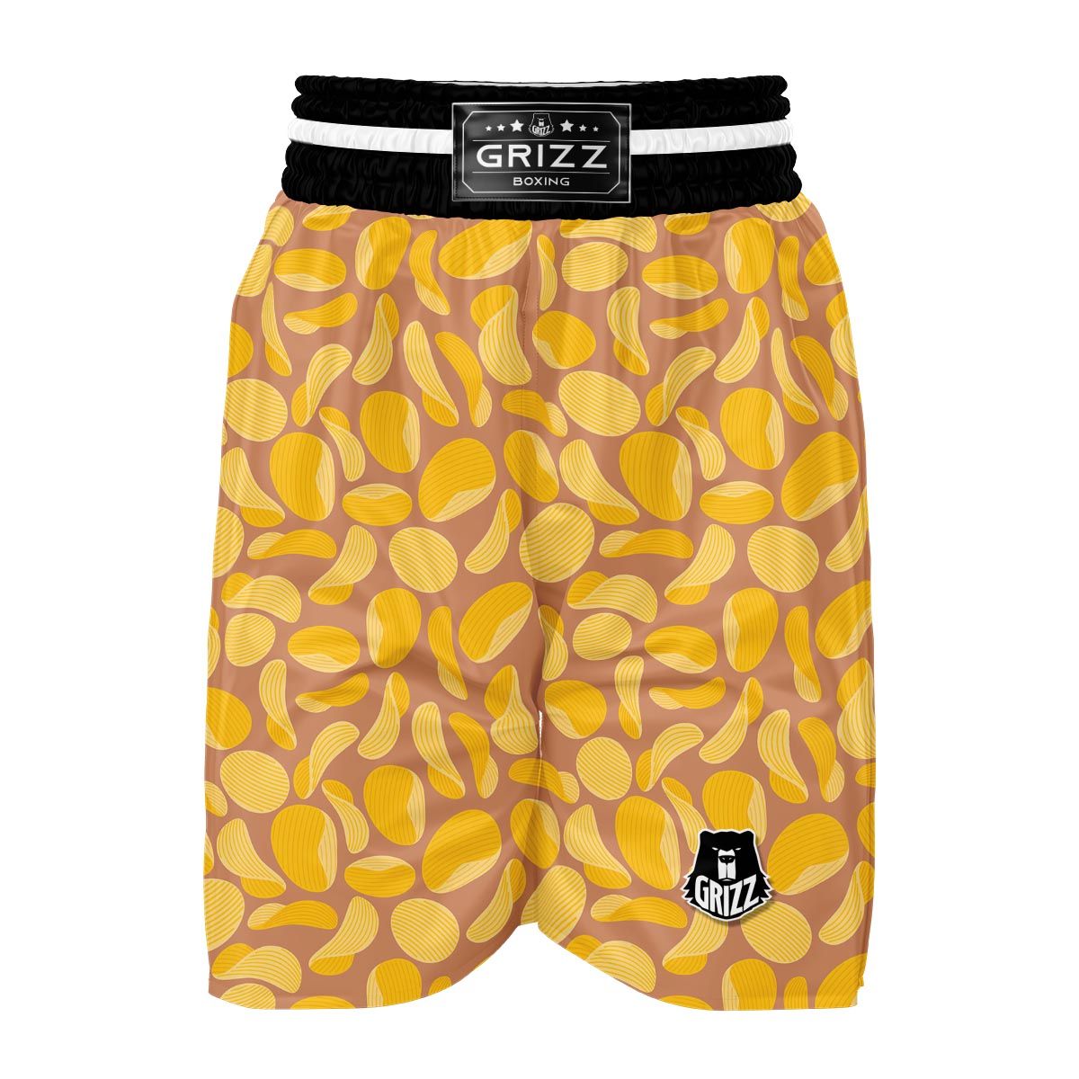 Potato Chip Pattern Print Boxing Shorts-grizzshop