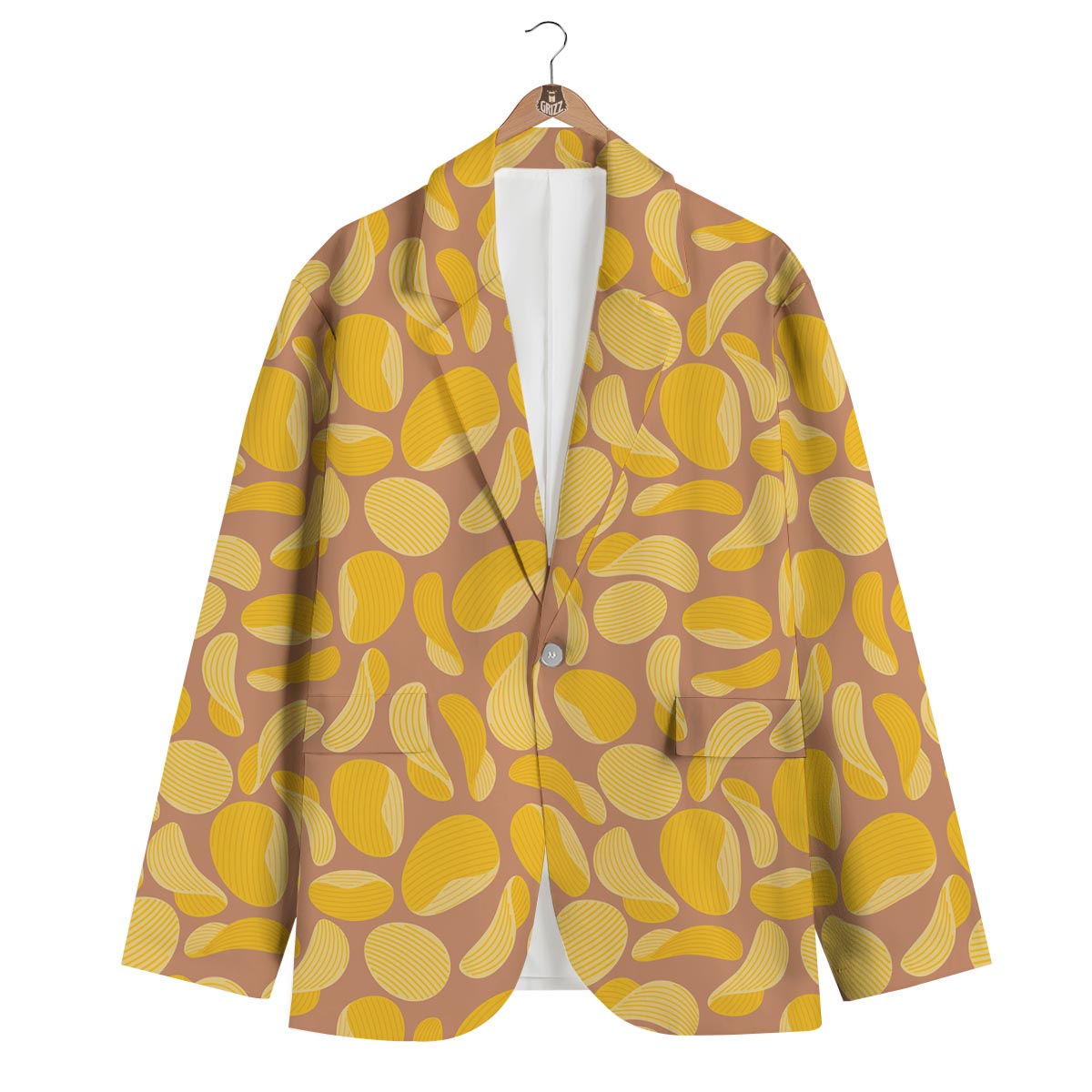 Potato Chip Pattern Print Men's Blazer-grizzshop